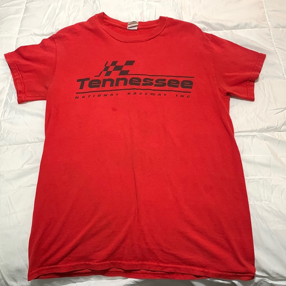 Red Tennessee national raceway shirt black logo